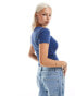 Фото #3 товара ONLY ribbed top in a vintage blue wash