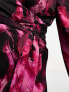 Фото #3 товара ASOS DESIGN Curve exclusive satin wrap mini dress with tie waist in abstract print