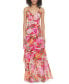 Фото #1 товара Women's Floral-Print V-Neck Tiered Gown
