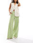 ASOS DESIGN relaxed tailored dad trouser with linen in green