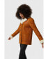 Women's Shearling Peacoat, Washed Tan with White Wool