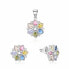 Multicolored silver jewelry set with rhinestones S0000260 (pendant, earrings)