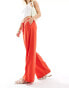 Фото #4 товара ASOS DESIGN Petite wide leg pull on trouser with linen in red