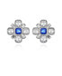 ფოტო #1 პროდუქტის Silver-Tone Blue And Clear Glass Stone Flower Clip-On Earrings
