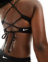 Nike Swimming Lace Up high neck bikini top in black Черный, S - EU 36-38 - фото #3