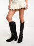 Stradivarius knee high western boot in black