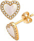 ფოტო #1 პროდუქტის Mother of Pearl & Cubic Zirconia Heart Stud Earrings in 18k Gold-Plated Sterling Silver, Created for Macy's
