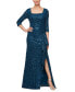 Women's Sequin Lace 3/4-Sleeve Gown