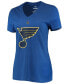 Фото #3 товара Women's Jordan Binnington Blue St. Louis Blues Team Authentic Stack Name and Number V-Neck T-shirt