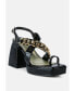 ფოტო #2 პროდუქტის Women's Freckling Metal Chain Block Heel Sandals