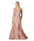 ფოტო #1 პროდუქტის Women's Long Bell Sleeve V-Neck Beaded Gown