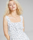 Фото #5 товара Women's Floral-Print Square-Neck Mini Dress, Created for Macy's