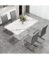 White Marble Dining Table with 4 High Back Chairs