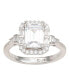 ფოტო #5 პროდუქტის Suzy Levian Sterling Silver Emerald Cut Cubic Zirconia Multi-Cut Center Stone Ring