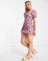 Фото #2 товара Urban Revivo ruched front mini dress in pink floral print