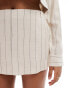 ASOS DESIGN pinstripe linen look skort co-ord in cream