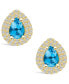 ფოტო #3 პროდუქტის Topaz (1-3/4 ct. t.w.) and Diamond (5/8 ct. t.w.) Halo Stud Earrings in 14K Yellow Gold