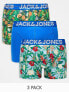 Jack & Jones 3 pack trunks with pineapple print in blue