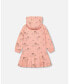 Girl Hooded French Terry Dress Salmon Pink Deer Print - Child