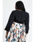 ფოტო #3 პროდუქტის Plus Size Puff Sleeve Crop Blouse