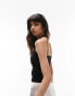 Topshop seamless ruched front halter top in black