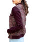 Women's Updated Tweed Varsity Jacket with Contrast Sleeve Бордовый, Средний - фото #4