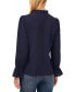 Women's V-Neck Long Sleeve Ruffle Trim Blouse