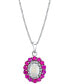 Multi-Gemstone (1-5/8 ct. t.w.) & Diamond (1/6 ct. t.w.) Oval Halo 18" Pendant Necklace in 10k White Gold