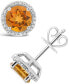 ფოტო #1 პროდუქტის Round-cut Gemstone and Diamond (1/6 ct. t.w.) Stud Earrings in Sterling Silver
