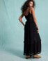 Фото #5 товара Miss Selfridge beach lace insert tie front beach cover up maxi cami in black