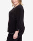 Фото #3 товара Plus Size Drama Queen Center Floral Embroidered Velour Shirttail Top