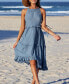 ფოტო #1 პროდუქტის Women's Slate Smocked & Ruffled Dress