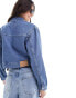 Tommy Jeans Clare cropped zipped denim jacket in mid wash 2XS - фото #6