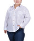 Plus Size Long Sleeve Blouse with Chest Pockets