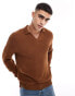 Фото #1 товара ASOS DEISGN relaxed knitted notch neck texture jumper in tan