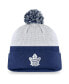 Men's White, Royal Toronto Maple Leafs Authentic Pro Draft Cuffed Knit Hat with Pom