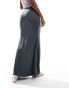 Фото #5 товара ASOS DESIGN soft slinky fishtail maxi skirt in charcoal in slate grey