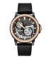 Men's Automatic Black Genuine Leather Watch 44mm