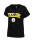 Фото #3 товара Women's Black Pittsburgh Steelers Plus Size Arch Over Logo T-shirt