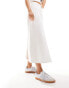 Pimkie split detail distressed denim maxi skirt in white