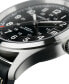 ფოტო #4 პროდუქტის Men's Swiss Automatic Khaki Field Black Leather Strap Watch 38mm