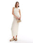 Mango sleeveless knitted midi dress in white