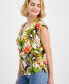 Фото #2 товара Petite Cotton Ruched-Side Top, Created for Macy's