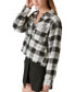 Фото #3 товара Women's Cotton Plaid Fringe-Hem Cropped Shirt