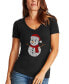 ფოტო #1 პროდუქტის Women's Christmas Snowman Word Art V-neck T-shirt