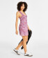 ფოტო #3 პროდუქტის Juniors' Ruched Mesh Mini Dress