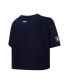 ფოტო #3 პროდუქტის Women's Navy Houston Astros Painted Sky Boxy Cropped T-shirt