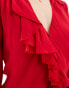 Фото #2 товара Mango ruffle front blouse in red