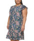 Plus Size Floral-Print Flutter-Sleeve Dress