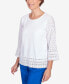 Фото #9 товара Women's Tradewinds Eyelet Trim with Necklace Flutter Sleeve Top